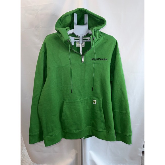 John Deere Other - John Deere Mens XXL Green Quarter Zip Hoodie Fleece Pullover Sweatshirt